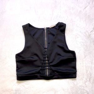 Wild Cat-Black with zipper crop top